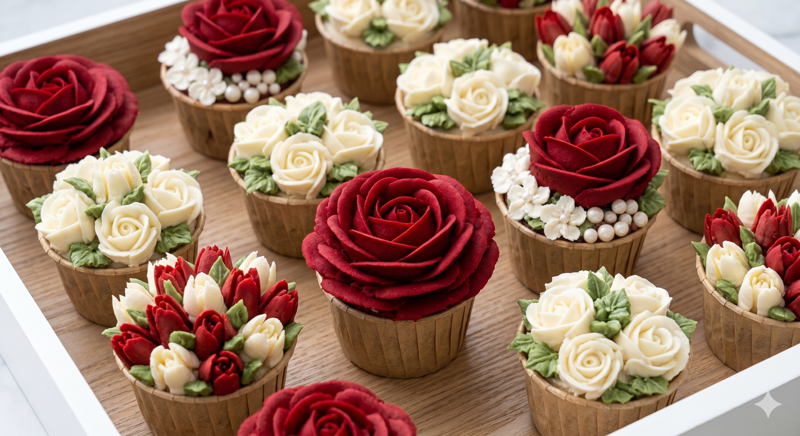Inspiración de cupcakes florales coloridos